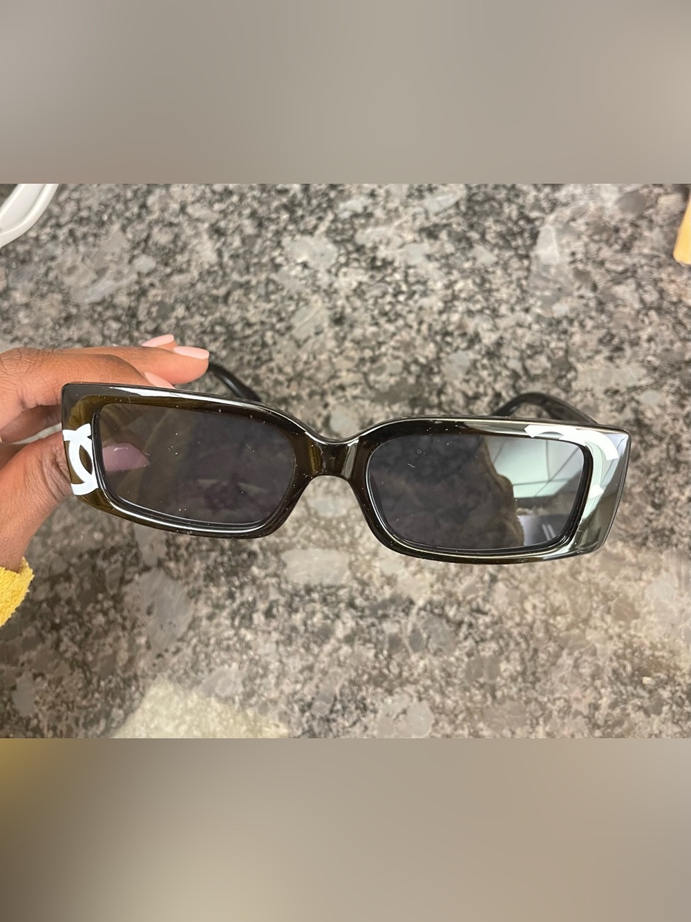 Chanel Women's Black Rectangle Sunglasses